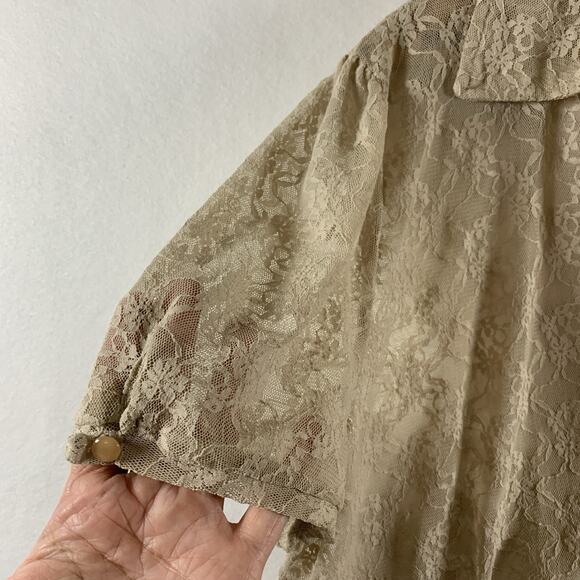 Apt 9 Womens Y2K Sheer Lace Babydoll Top Sz 1X Ivory Boho Romantic Victorian - Picture 3 of 12